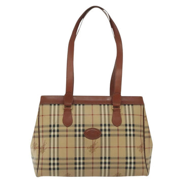 Burberrys Nova Check Shoulder Bag PVC Beige Gold Auth BA4360 - 0