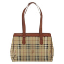 Burberrys Nova Check Shoulder Bag PVC Beige Gold Auth BA4360-3