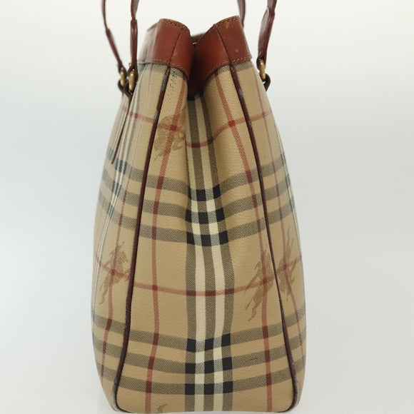 Burberrys Nova Check Shoulder Bag PVC Beige Gold Auth BA4360