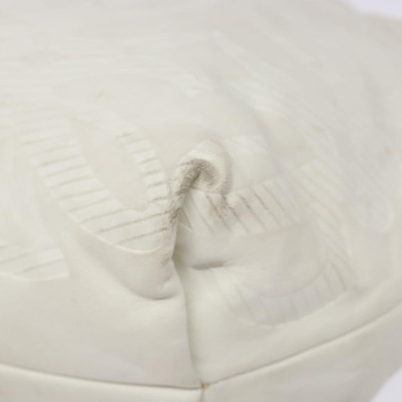 LOEWE Anagram Shoulder Bag Leather White Gold Auth BA4363