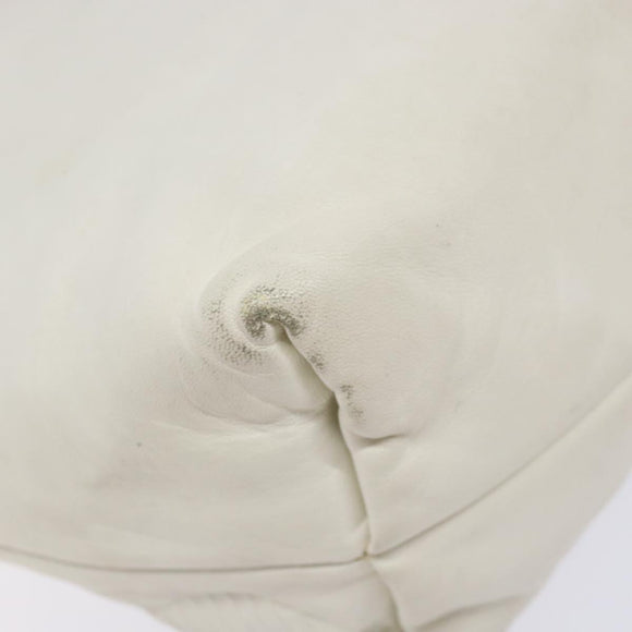 LOEWE Anagram Shoulder Bag Leather White Gold Auth BA4363