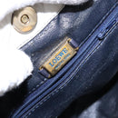 LOEWE Anagram Shoulder Bag Leather White Gold Auth BA4363-18