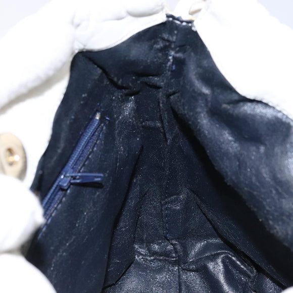 LOEWE Anagram Shoulder Bag Leather White Gold Auth BA4363