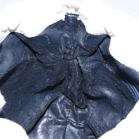 LOEWE Anagram Shoulder Bag Leather White Gold Auth BA4363