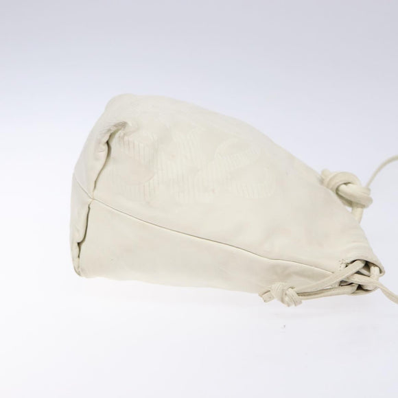 LOEWE Anagram Shoulder Bag Leather White Gold Auth BA4363