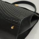 BALLY Quilted Hand Bag Leather Black Gold Auth BA4372-14