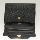 BALLY Quilted Hand Bag Leather Black Gold Auth BA4372-10