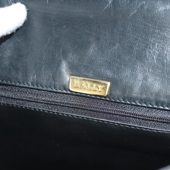 BALLY Quilted Hand Bag Leather Black Gold Auth BA4372