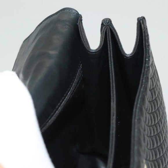 BALLY Quilted Hand Bag Leather Black Gold Auth BA4372