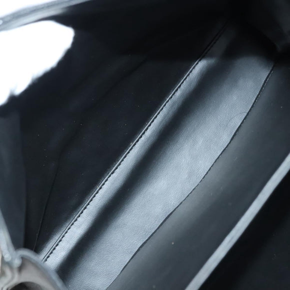 BALLY Quilted Hand Bag Leather Black Gold Auth BA4372