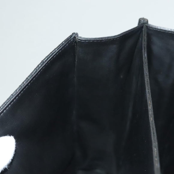 BALLY Quilted Hand Bag Leather Black Gold Auth BA4372