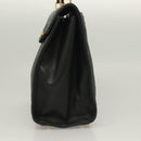 BALLY Quilted Hand Bag Leather Black Gold Auth BA4372-3