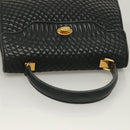 BALLY Quilted Hand Bag Leather Black Gold Auth BA4372-6