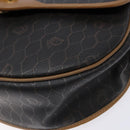 Christian Dior Honeycomb Canvas Shoulder Bag PVC Black Gold Auth BA4382-14