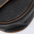 Christian Dior Honeycomb Canvas Shoulder Bag PVC Black Gold Auth BA4382-15