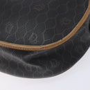 Christian Dior Honeycomb Canvas Shoulder Bag PVC Black Gold Auth BA4382-16
