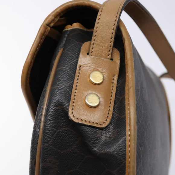 Christian Dior Honeycomb Canvas Shoulder Bag PVC Black Gold Auth BA4382