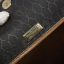 Christian Dior Honeycomb Canvas Shoulder Bag PVC Black Gold Auth BA4382-19