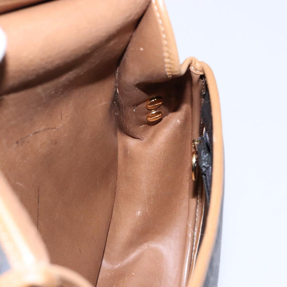 Christian Dior Honeycomb Canvas Shoulder Bag PVC Black Gold Auth BA4382