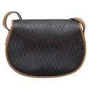 Christian Dior Honeycomb Canvas Shoulder Bag PVC Black Gold Auth BA4382-2