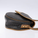 Christian Dior Honeycomb Canvas Shoulder Bag PVC Black Gold Auth BA4382-3