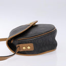 Christian Dior Honeycomb Canvas Shoulder Bag PVC Black Gold Auth BA4382-4