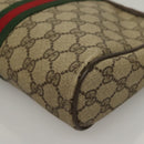 GUCCI GG Supreme Web Sherry Line Clutch Bag PVC Beige Gold Auth BA4384-11
