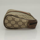 GUCCI GG Supreme Web Sherry Line Clutch Bag PVC Beige Gold Auth BA4384-4