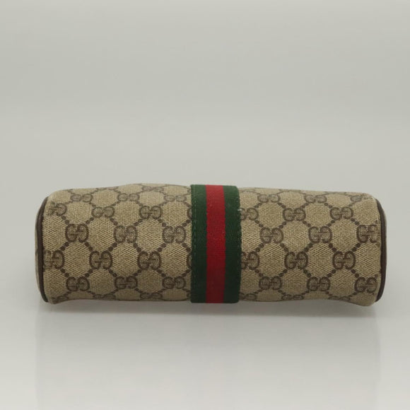 GUCCI GG Supreme Web Sherry Line Clutch Bag PVC Beige Gold Auth BA4384