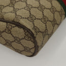 GUCCI GG Supreme Web Sherry Line Clutch Bag PVC Beige Gold Auth BA4384-8