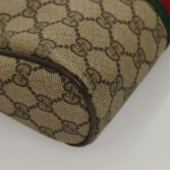 GUCCI GG Supreme Web Sherry Line Clutch Bag PVC Beige Gold Auth BA4384