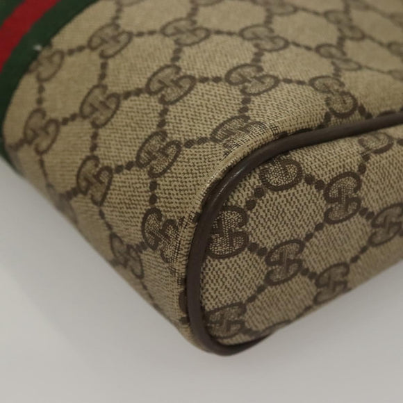 GUCCI GG Supreme Web Sherry Line Clutch Bag PVC Beige Gold Auth BA4384