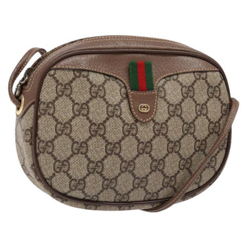 GUCCI GG Supreme Web Sherry Line Bag PVC Beige Gold 007 58 6112 Auth BA4386