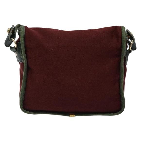 LOEWE Shoulder Bag Canvas Red Gold Auth BA4392