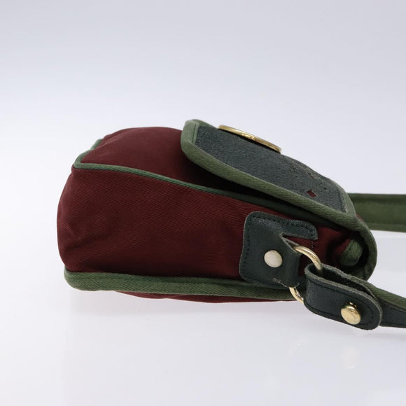 LOEWE Shoulder Bag Canvas Red Gold Auth BA4392