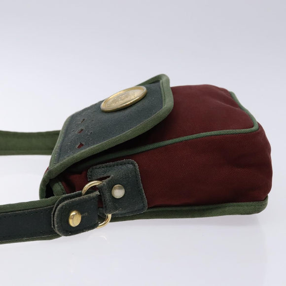 LOEWE Shoulder Bag Canvas Red Gold Auth BA4392