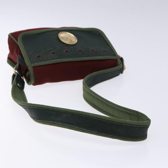 LOEWE Shoulder Bag Canvas Red Gold Auth BA4392