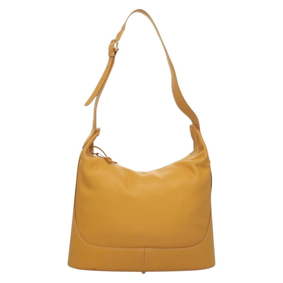 LOEWE Shoulder Bag Leather Yellow Gold Auth BA4393