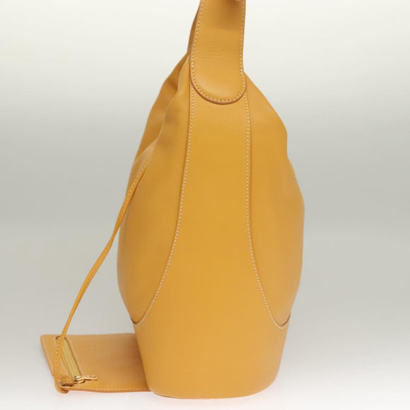 LOEWE Shoulder Bag Leather Yellow Gold Auth BA4393