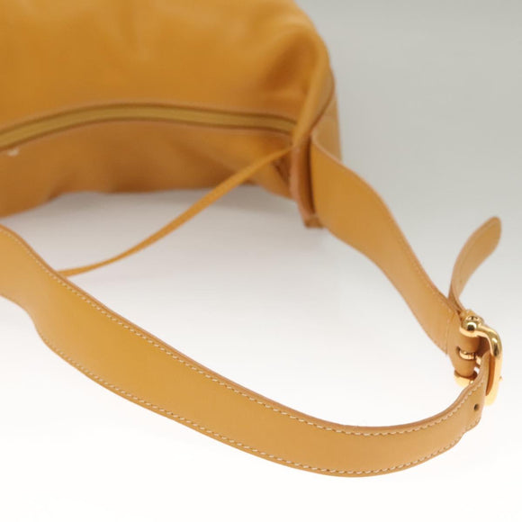 LOEWE Shoulder Bag Leather Yellow Gold Auth BA4393