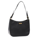 Burberrys Shoulder Bag Leather Black Gold Auth BA4394-1