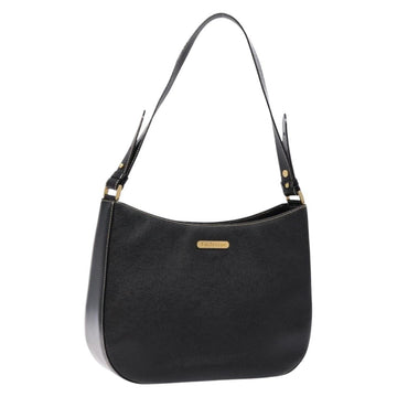 Burberrys Shoulder Bag Leather Black Gold Auth BA4394