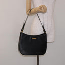 Burberrys Shoulder Bag Leather Black Gold Auth BA4394-21