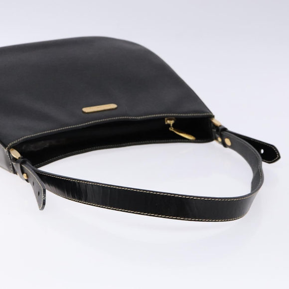 Burberrys Shoulder Bag Leather Black Gold Auth BA4394