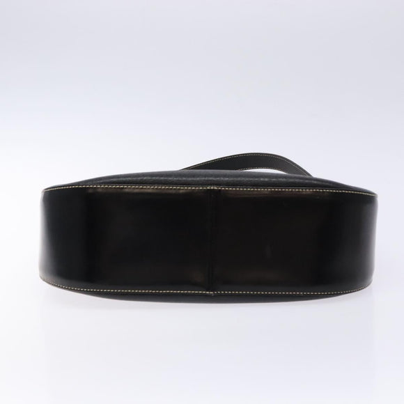 Burberrys Shoulder Bag Leather Black Gold Auth BA4394