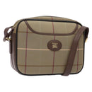 Burberrys Nova Check Shoulder Bag Canvas Khaki Gold Auth BA4398-1