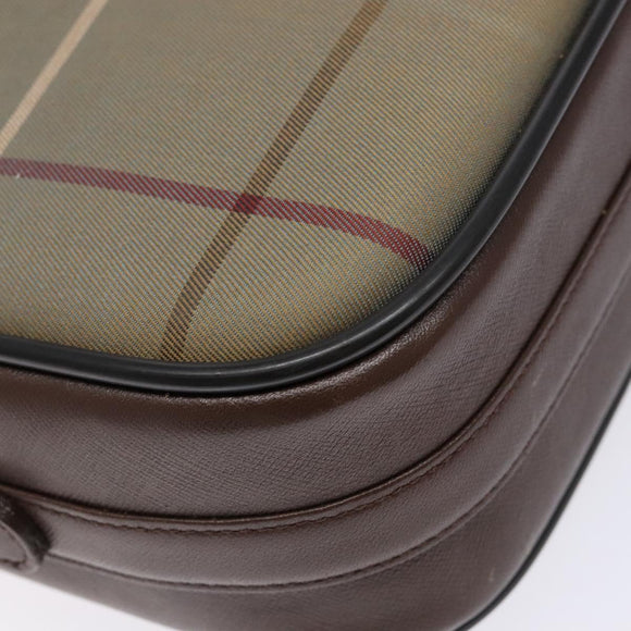 Burberrys Nova Check Shoulder Bag Canvas Khaki Gold Auth BA4398