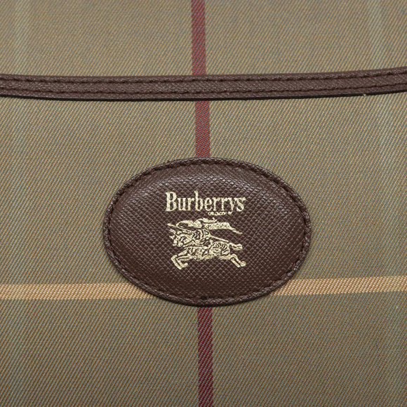 Burberrys Nova Check Shoulder Bag Canvas Khaki Gold Auth BA4398
