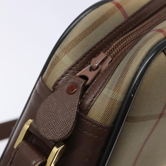 Burberrys Nova Check Shoulder Bag Canvas Khaki Gold Auth BA4398