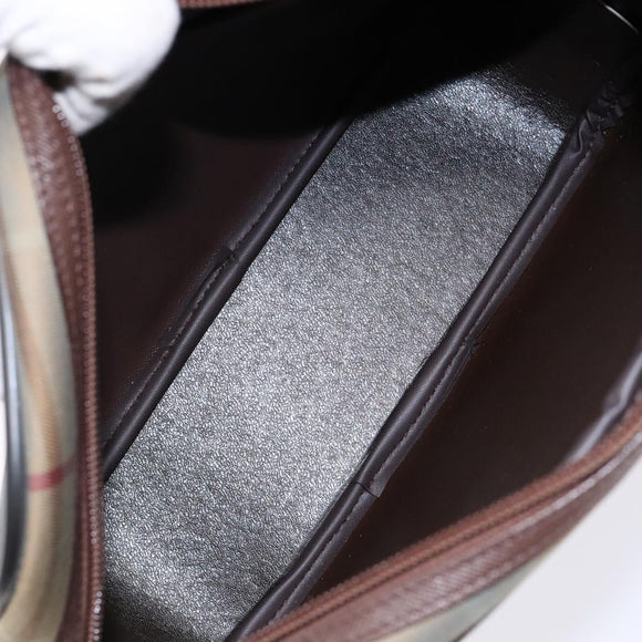 Burberrys Nova Check Shoulder Bag Canvas Khaki Gold Auth BA4398